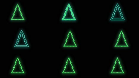 Green-Christmas-trees-pattern-with-neon-light