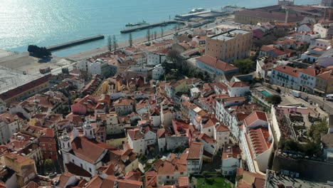 Vista-Aérea-Del-Distrito-De-Alfama,-Lisboa,-Portugal