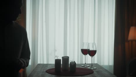 Romantic Evening with Candles and Wine