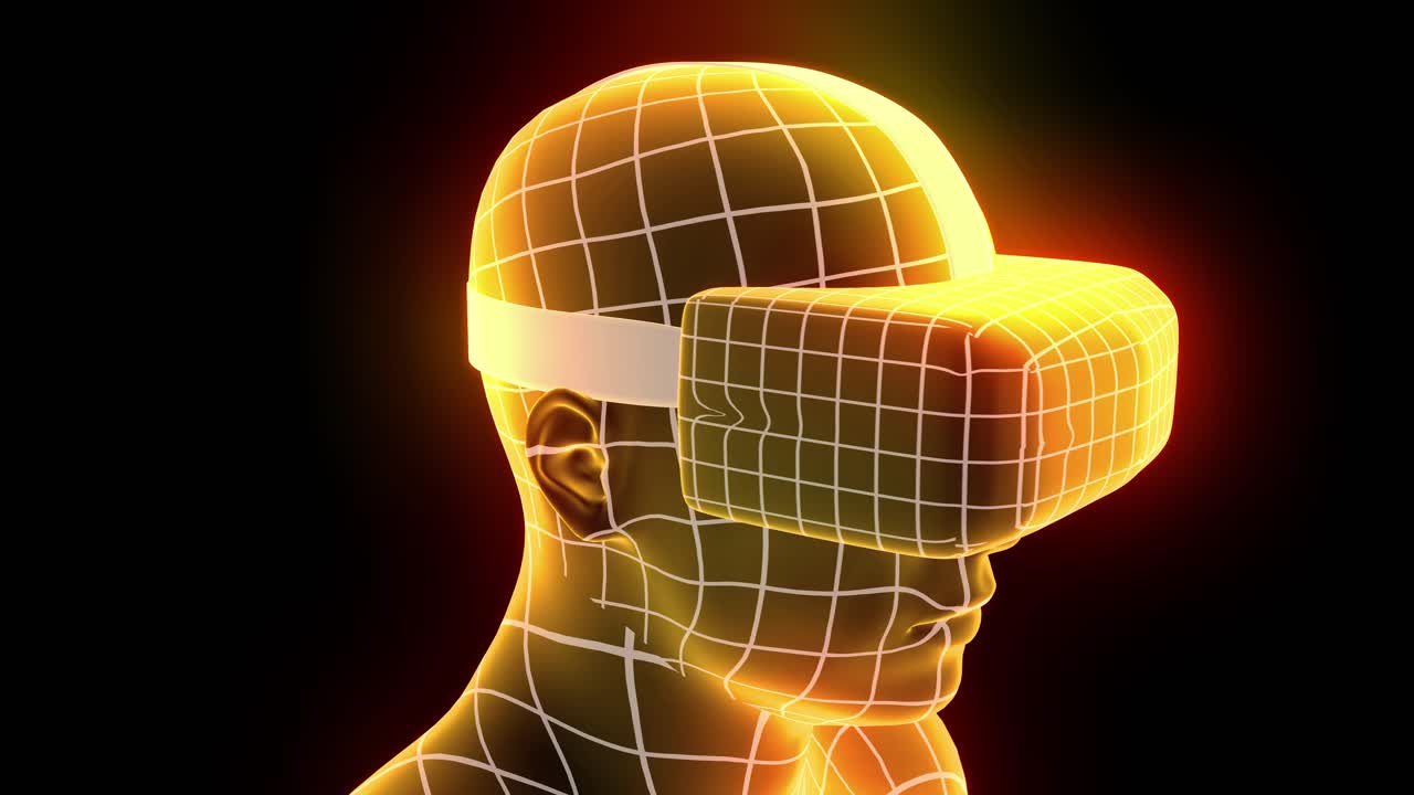 headset de realidad virtual holográfico de animación futurista hmd juego de tecnología de bucle 4k