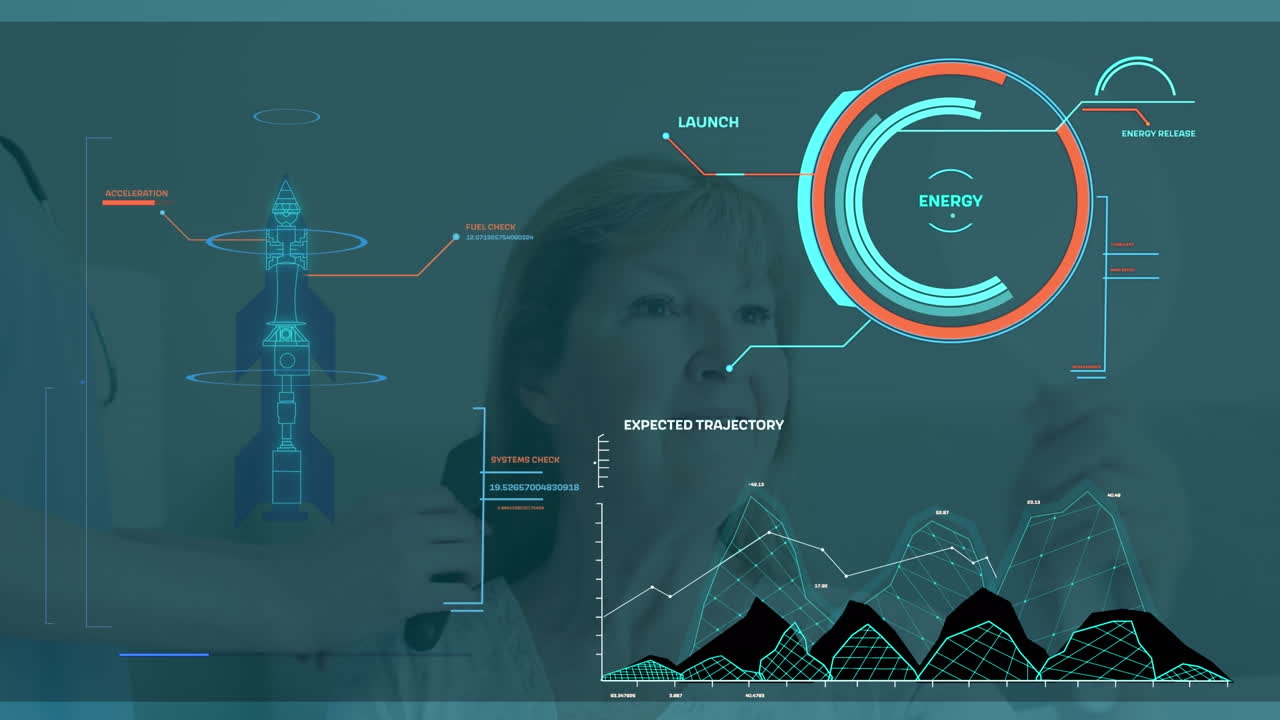 Animation of data processing over caucasian female doctor and patient