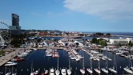 Flying-through-marina-panorama