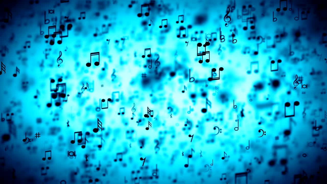 Abstract animated Background with Colorful Music notes. LOOP