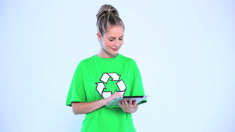 Thoughtful-environmental-activist-using-a-digital-tablet