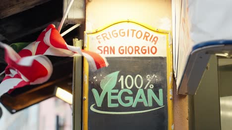 friggitoria san giorgio sign, showcasing 100% vegan food in genoa, liguria