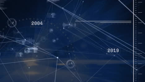 animación de la red de conexiones con procesamiento de datos a través del escaneo de alcance