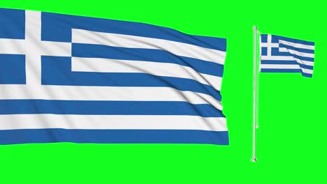 green screen greece two flags waving greek flagpole animation 3d chroma key