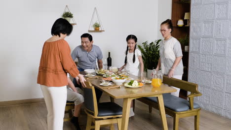 asian family having lunch.