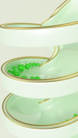 abstract spiral staircase with green spheres