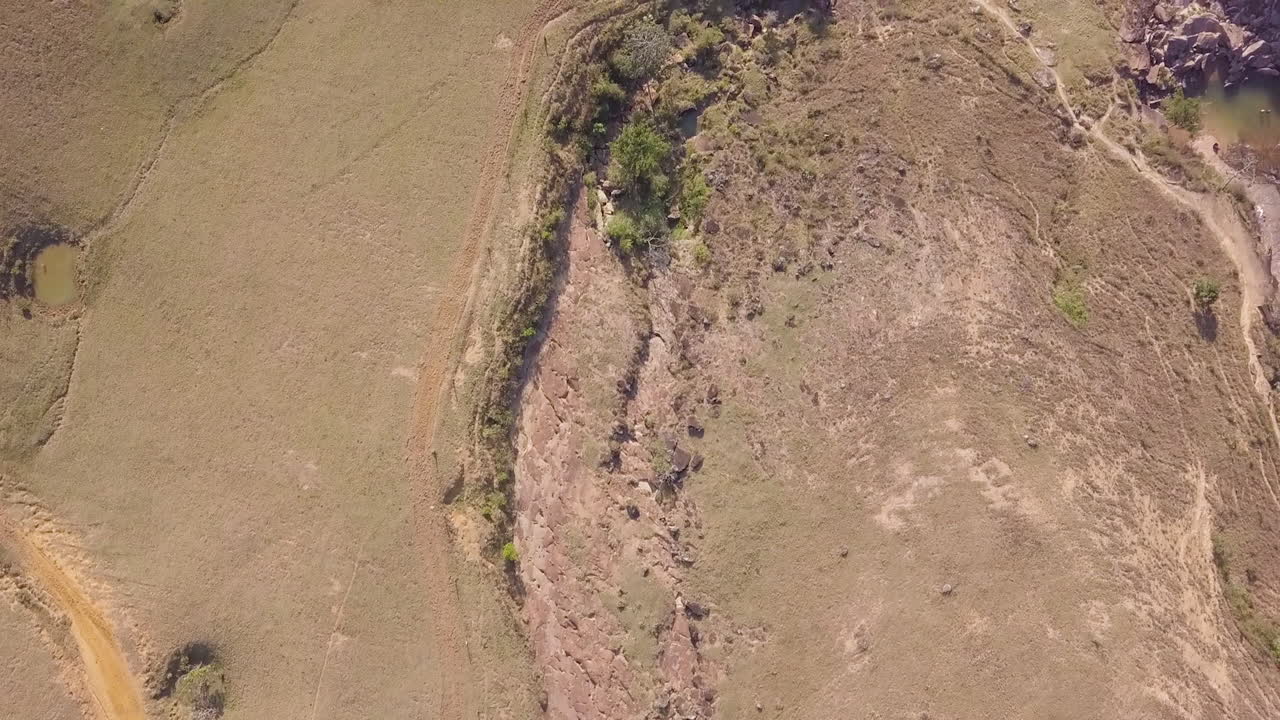 Mountains and green hills in Santander Colombia. Drone Aerial Birdseye Top Down