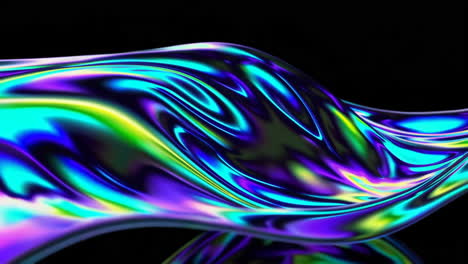 abstract iridescent fluid wave on black background