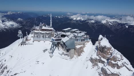 a drone shooting over zugspitze mountain in garmisch-partenkirchen germany