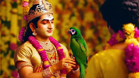 krishna and parrot