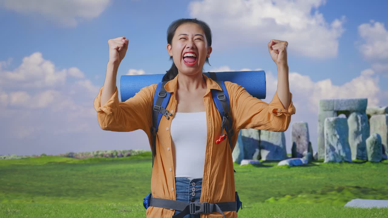 Happy Traveler at Stonehenge