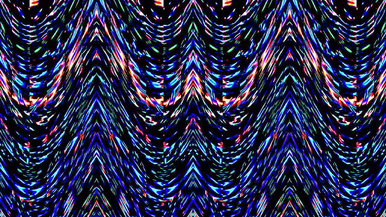 shining bright lines set wave motion, colorful, on black background