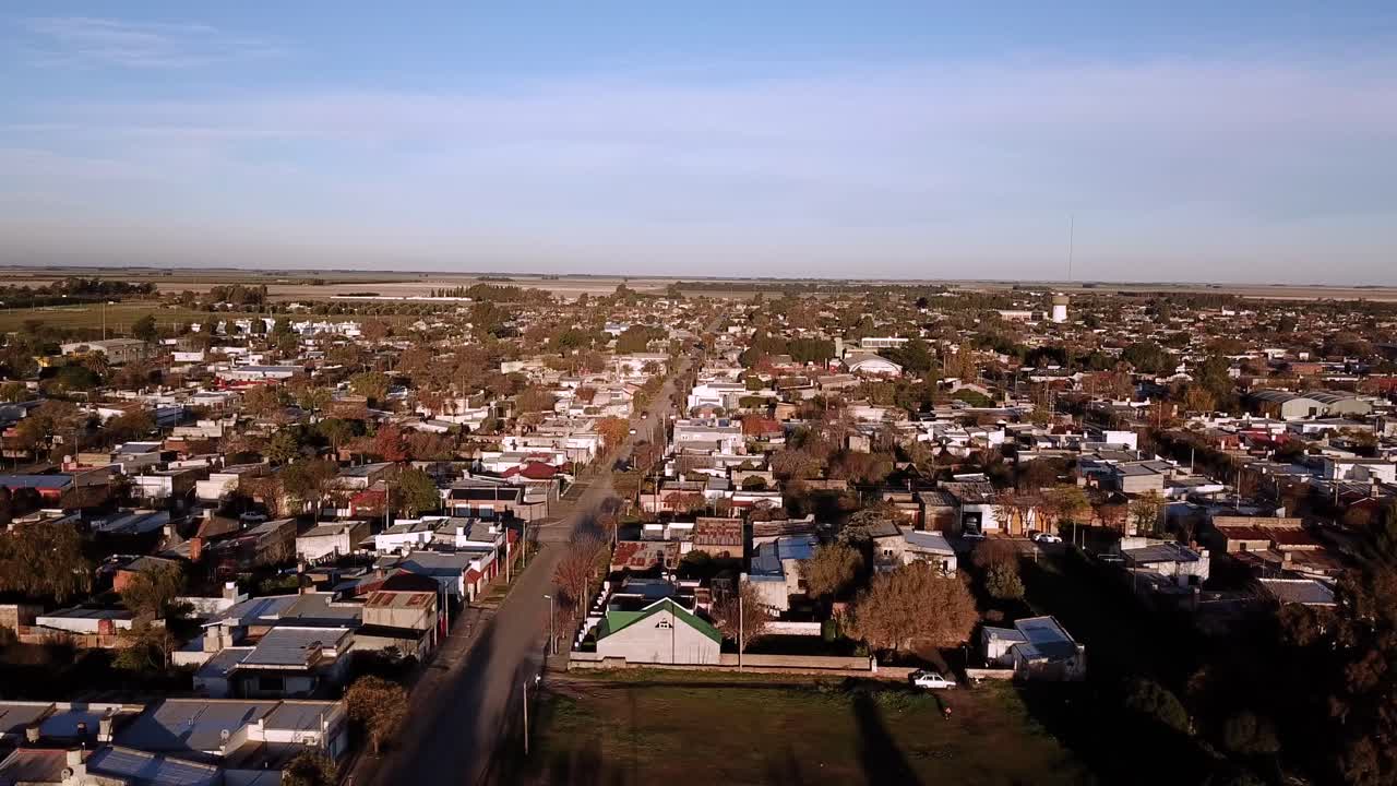 Aerial footage of a little town call Coronel Dorrego, in Argentina.