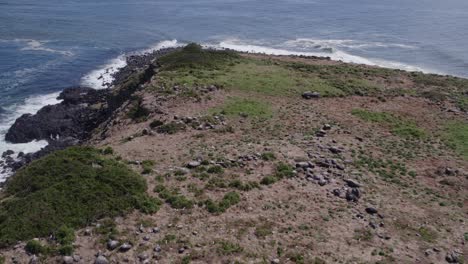 Vista-Aérea-De-La-Isla-Cook-En-El-Mar-De-Coral-Cerca-De-Fingal-Head-En-Nueva-Gales-Del-Sur,-Australia