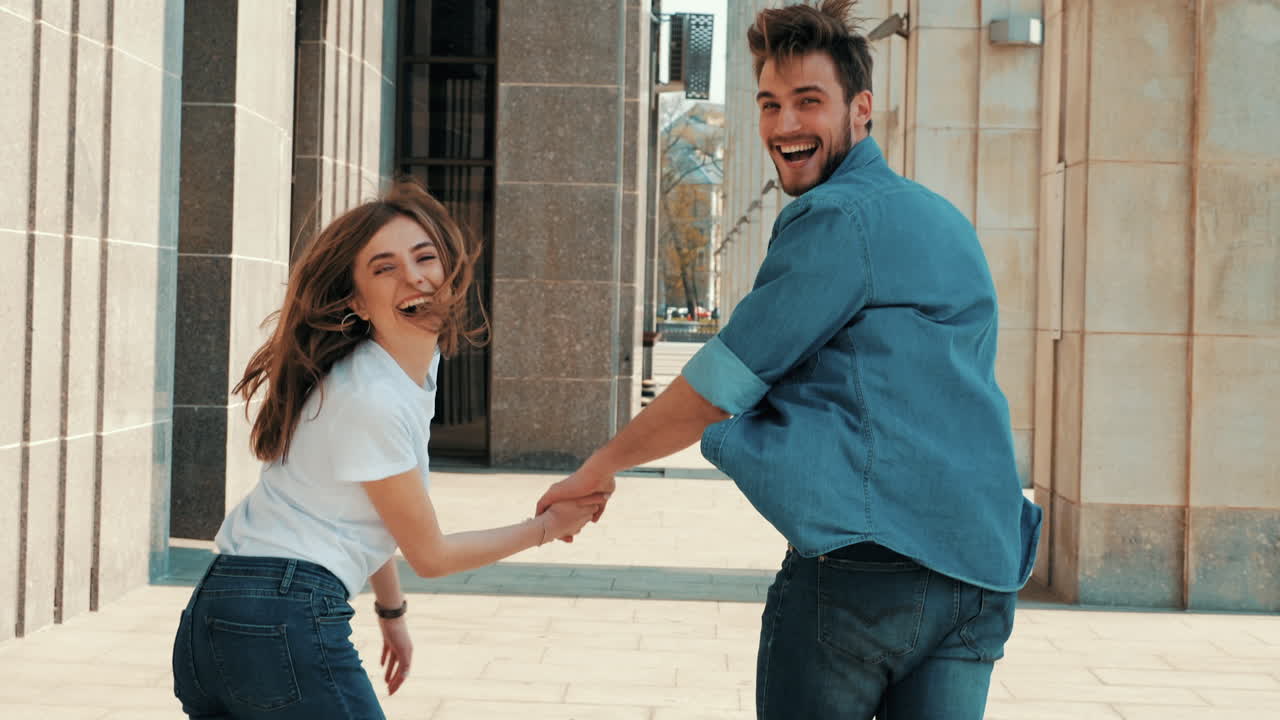 Happy Couple Walking Outdoors
