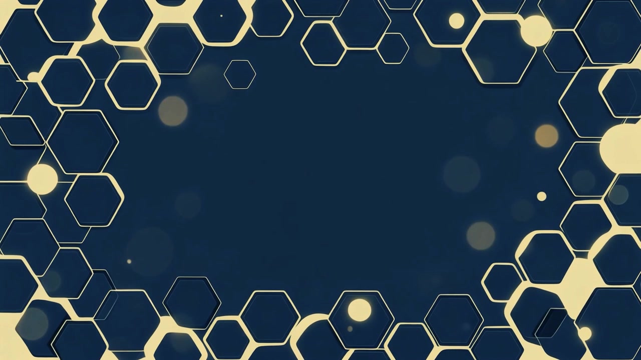 Fundo Abstrato em Movimento com Grade Hexagonal Animada e Partículas Flutuantes