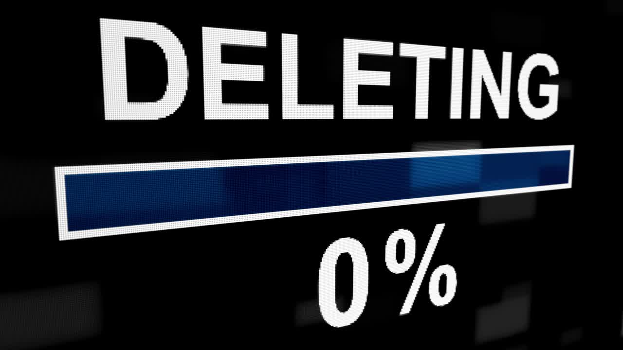 Deleting progress bar countdown computer screen animation