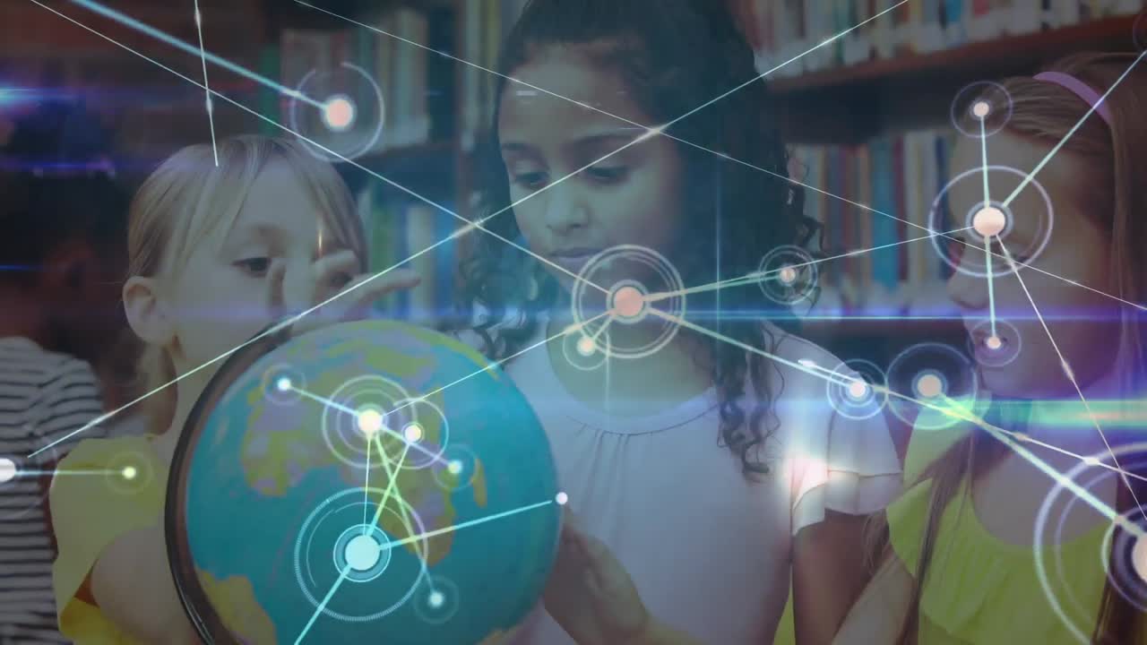 animación de redes de conexiones entre escolares utilizando el globo