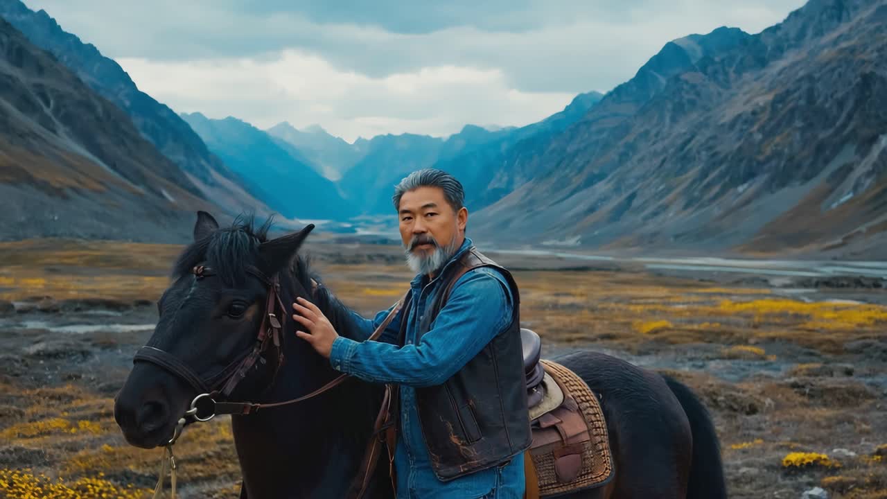 Man with a Horse in a Mountainous Landscape