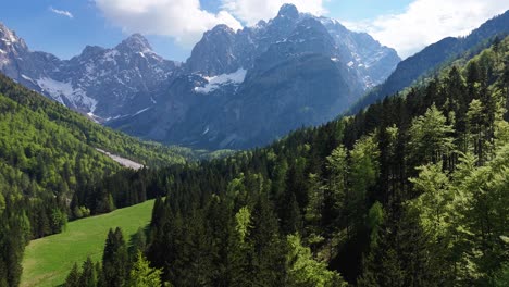 julian alps highest peak of triglav national park in slovenia. aerial drone shot