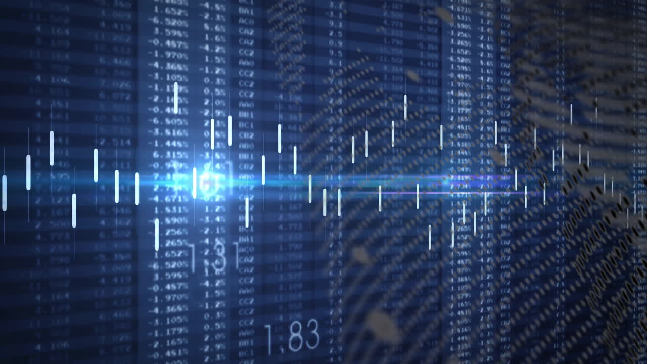Analyzing financial data with digital graphs and numbers for stock market insights