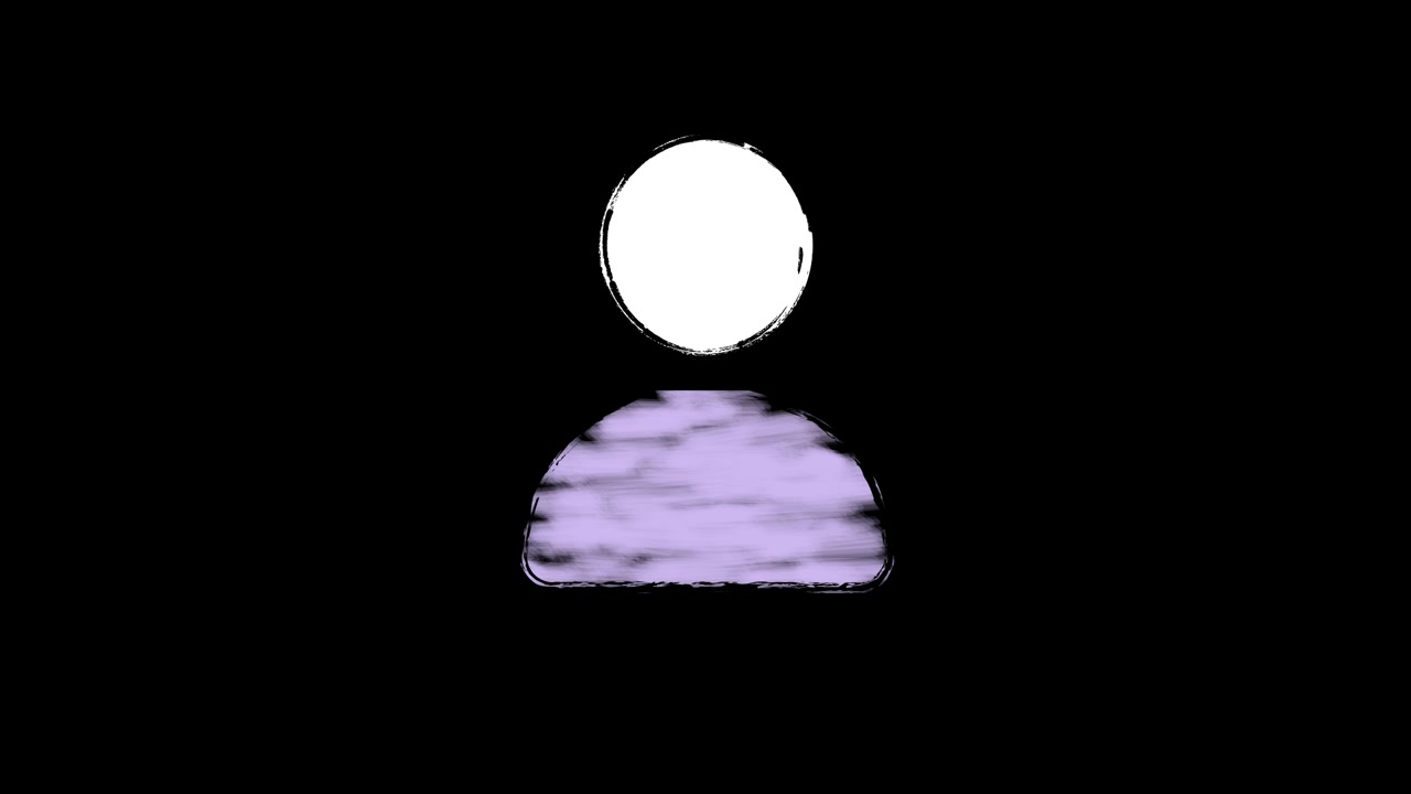 Icona animata del profilo utente disegnata a mano che si disegna su sfondo nero