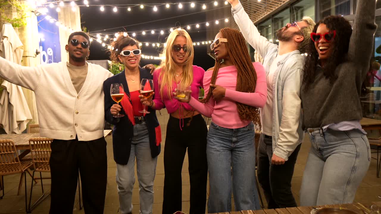 A group of friends celebrating and enjoying a party together