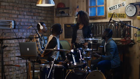 band rehearsal in a home recording studio