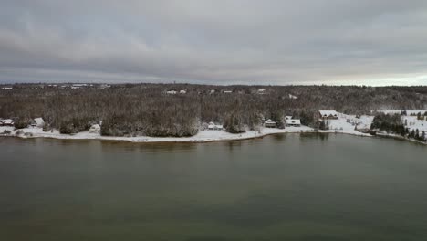 cabins overlooking mackinac bridge - aerial