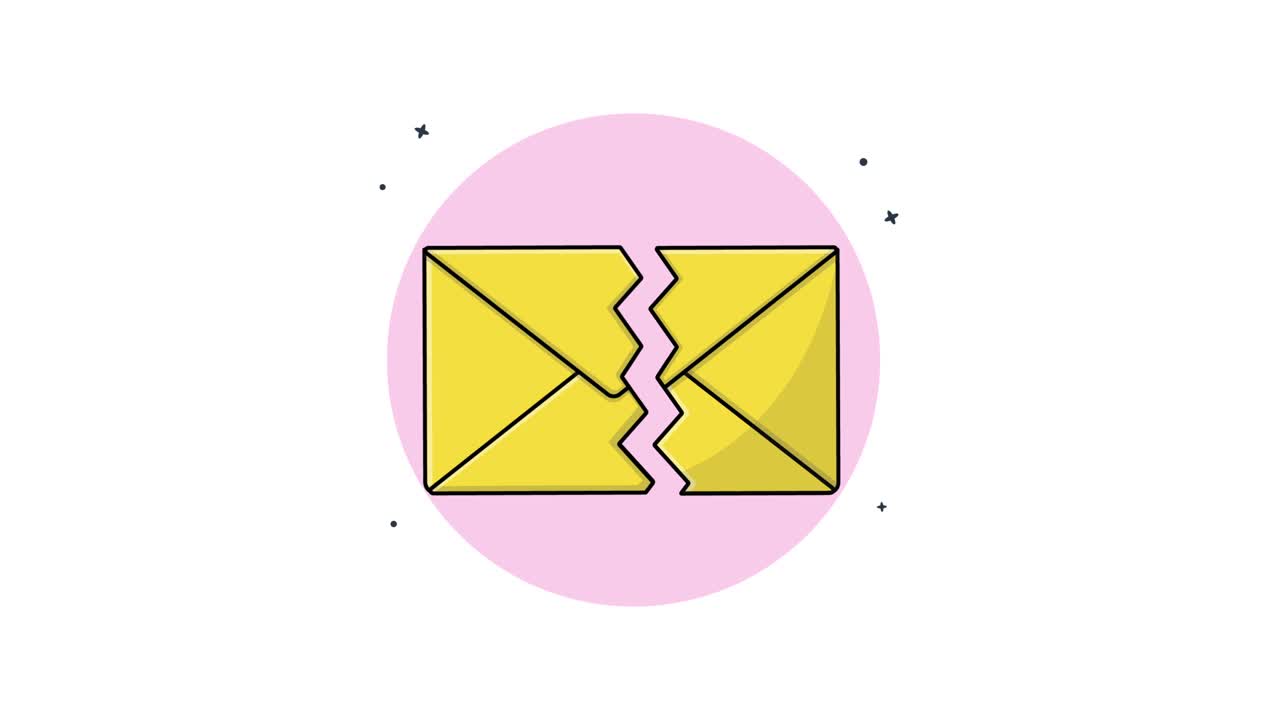 Animeret brudt postkuvert, der illustrerer kommunikationsfejl