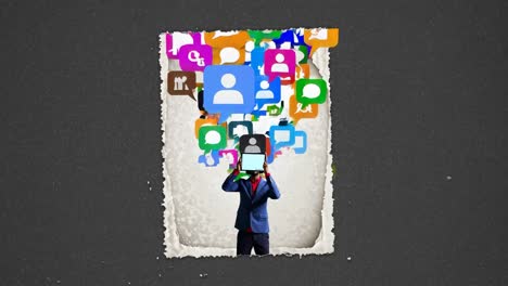 hombre abrumado por las redes sociales