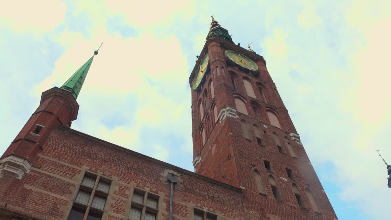 Gothic Roman Catholic Place Of Worship, St. Mary's Church Basilica In Gdańsk, Poland. Low Angle Shot