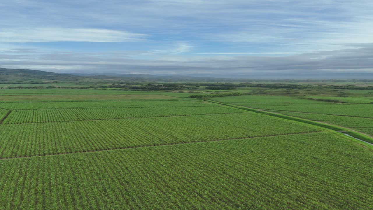 Wide drone perspective of peaceful Colombian countryside
