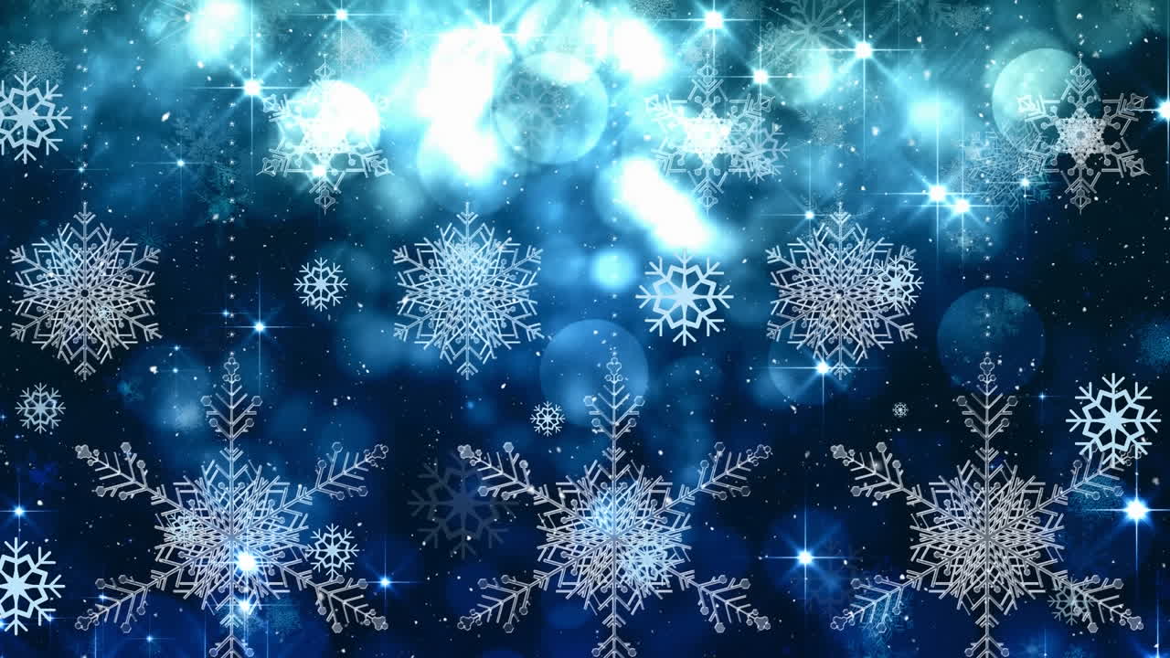 검은색 배경에 반이는 불빛으로 하 크리스마스 눈송이와 가을 쇼의 애니메이션