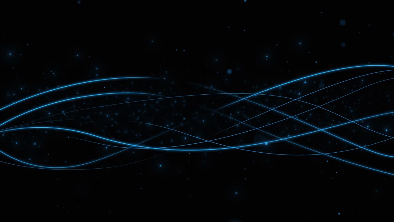 Glowing blue flare waves dark digital background creating fluid motion of light energy use of