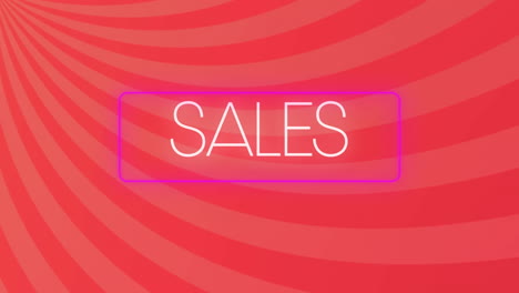 animation of sales text in white letters on red background