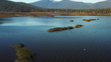 volando sobre el lago klamath en el sur de oregon, estados unidos