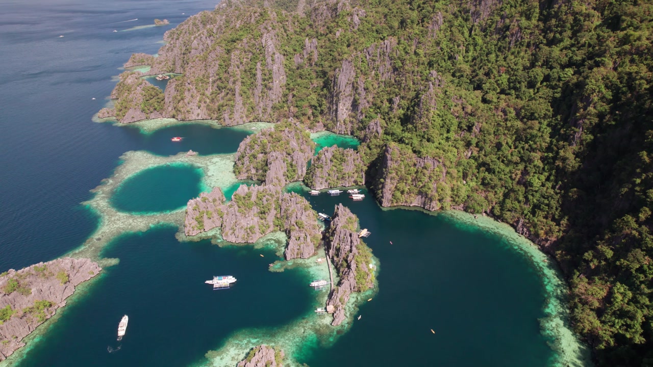 Twin Lagoon, Coron Island, Philippines. Aerial View of Tourist Attraction and Picturesque Scenery
