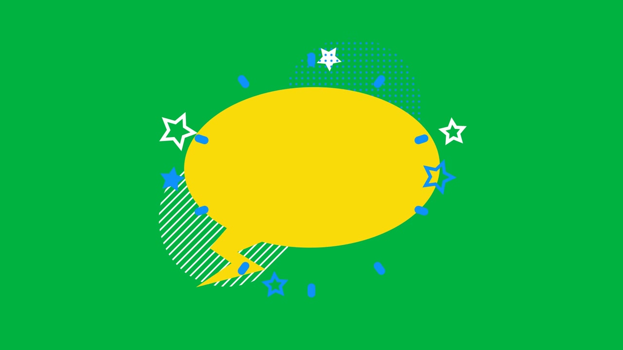Fumetto giallo animato su sfondo verde
