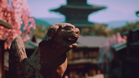 stone guardian dog at a japanese temple