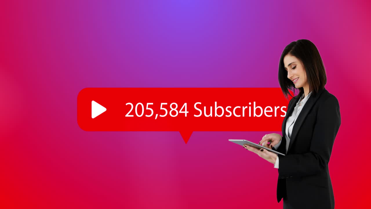 bolha de fala com assinantes texto com números crescentes contra a mulher usando tablet digital