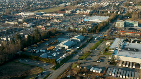 flying over an industrial park in langley city