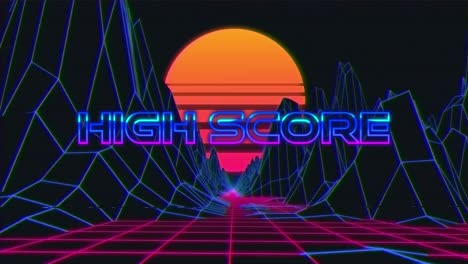 Animation-vintage-video-game-screen-with-words-high-score-written