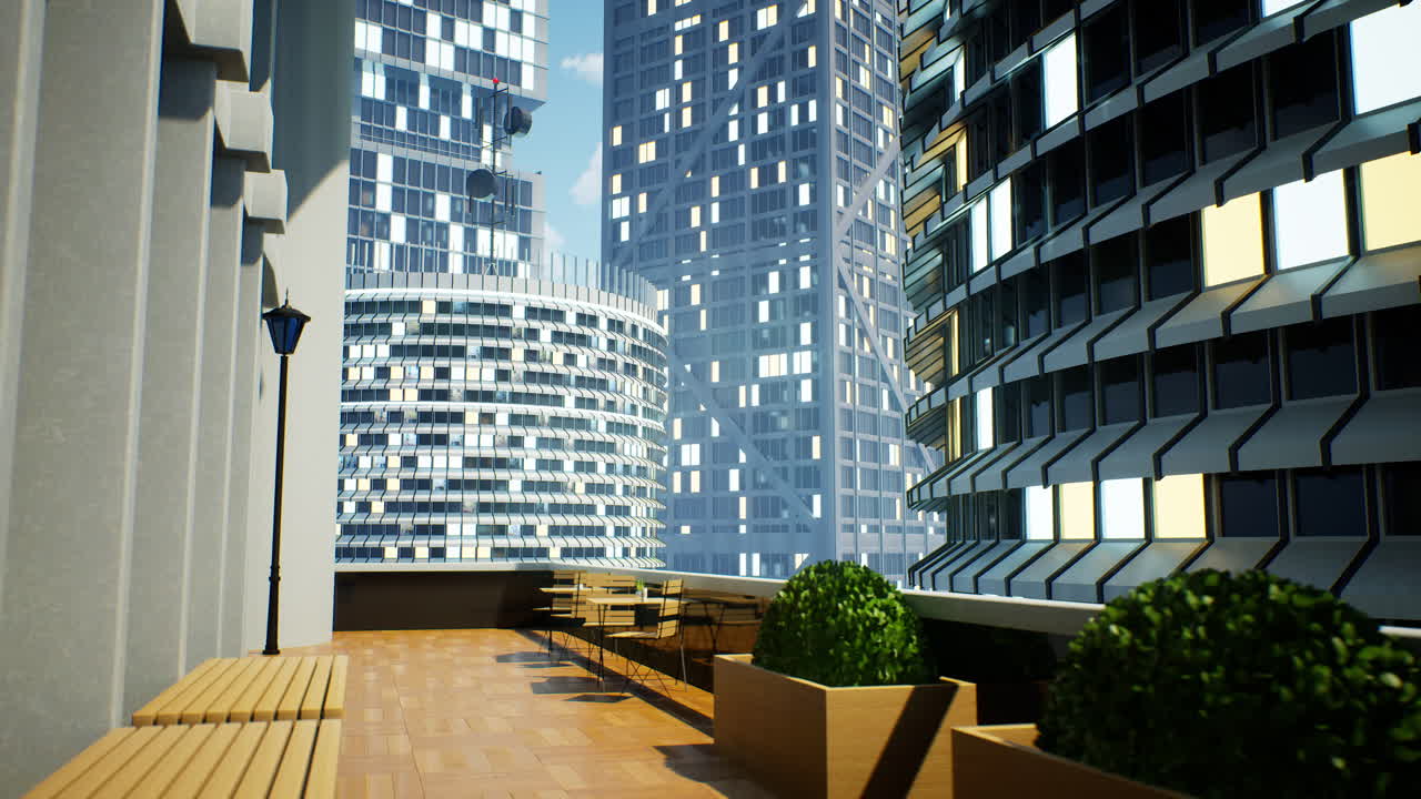 Cityscape View from a Modern Terrace