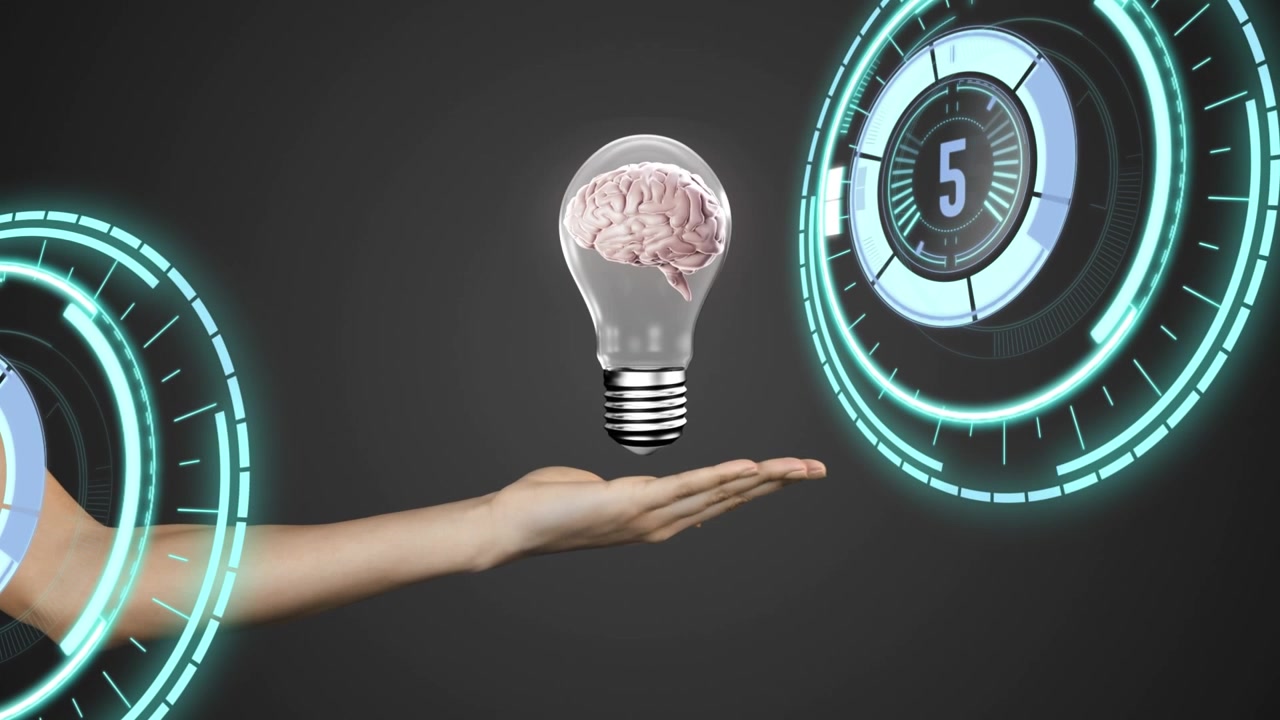 Animation of scope scanning over lightbulb and brain