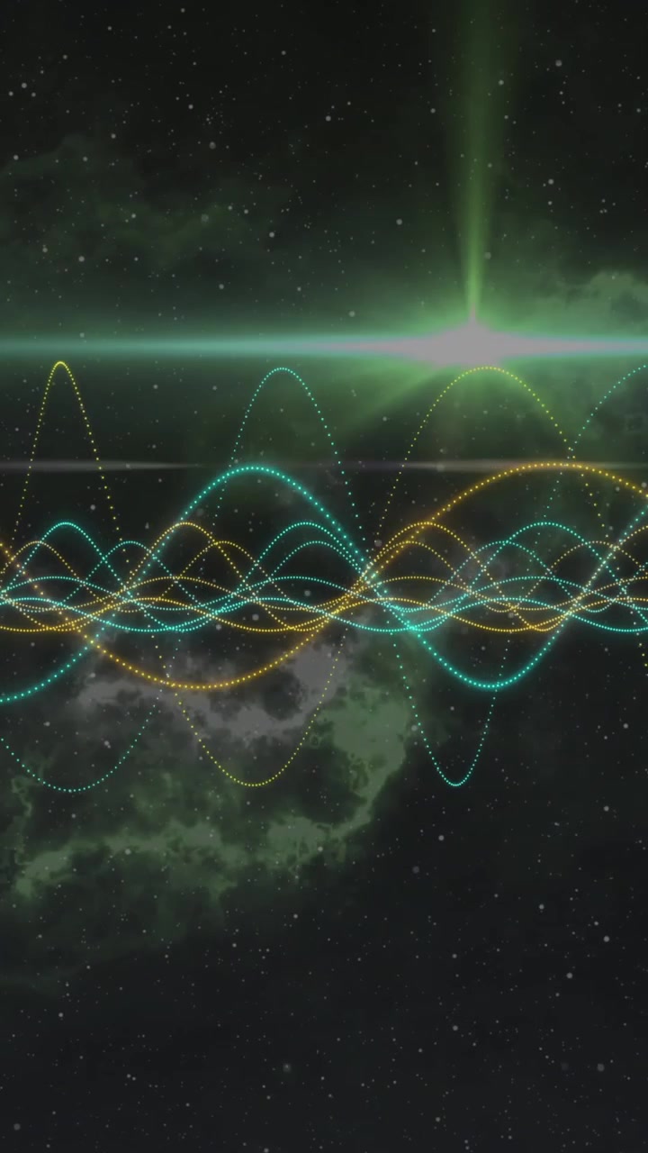 Animation of spirals and light trails on black background