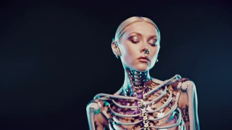 cyberpunk skeleton woman